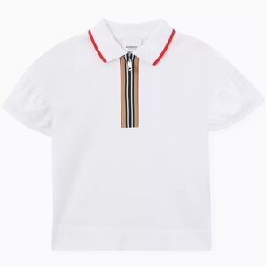 Burberry Icon Stripe Detail Zip-front Polo Shirt top collared nova 4Y